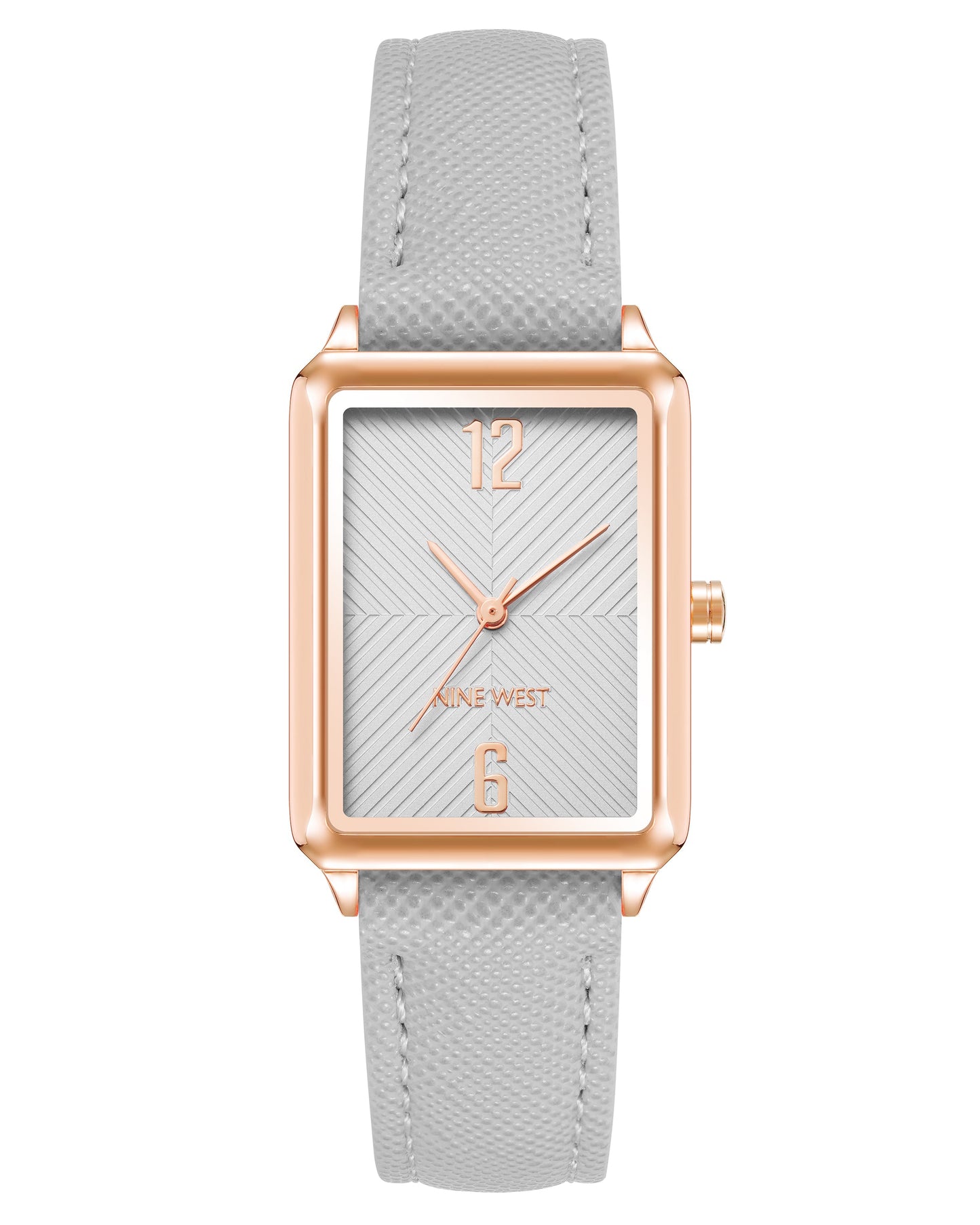 Rectangular Case Saffiano Strap Watch